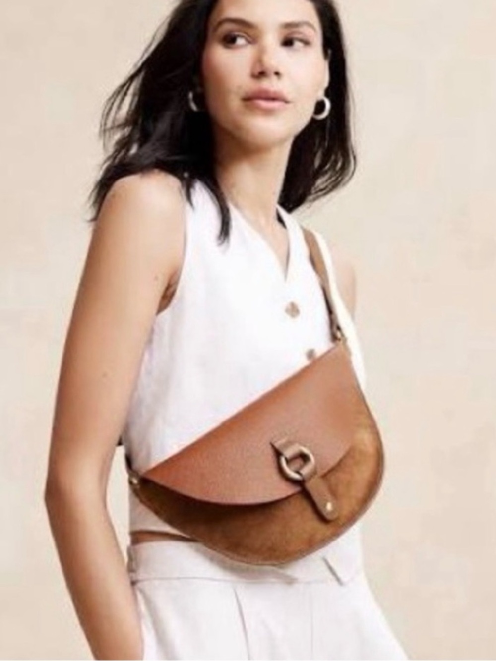 Banana Republic Brown Genuine Leather Crossbody Bag Street Wear Casual